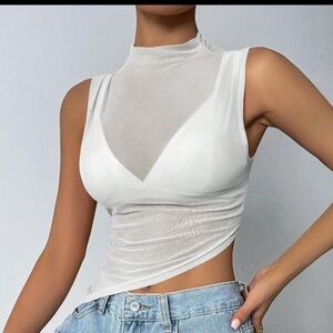 SHEIN White Asymmetrical Fitted Tank Top